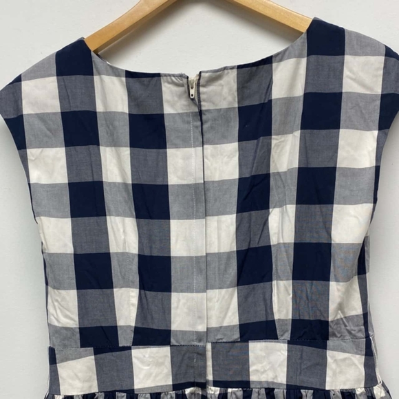 LAURA ASHLEY Cotton Blue White Picnic Check Fit and Flare Midi Dress - Picture 8 of 12